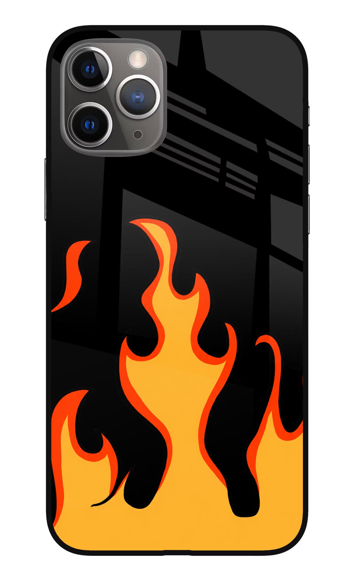 Fired Up – Black iPhone 11 Pro Max Glass Case Back Cover by Casekaro