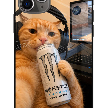 Gamer Cat Energy iPhone 11 Pro Max Glass Case
