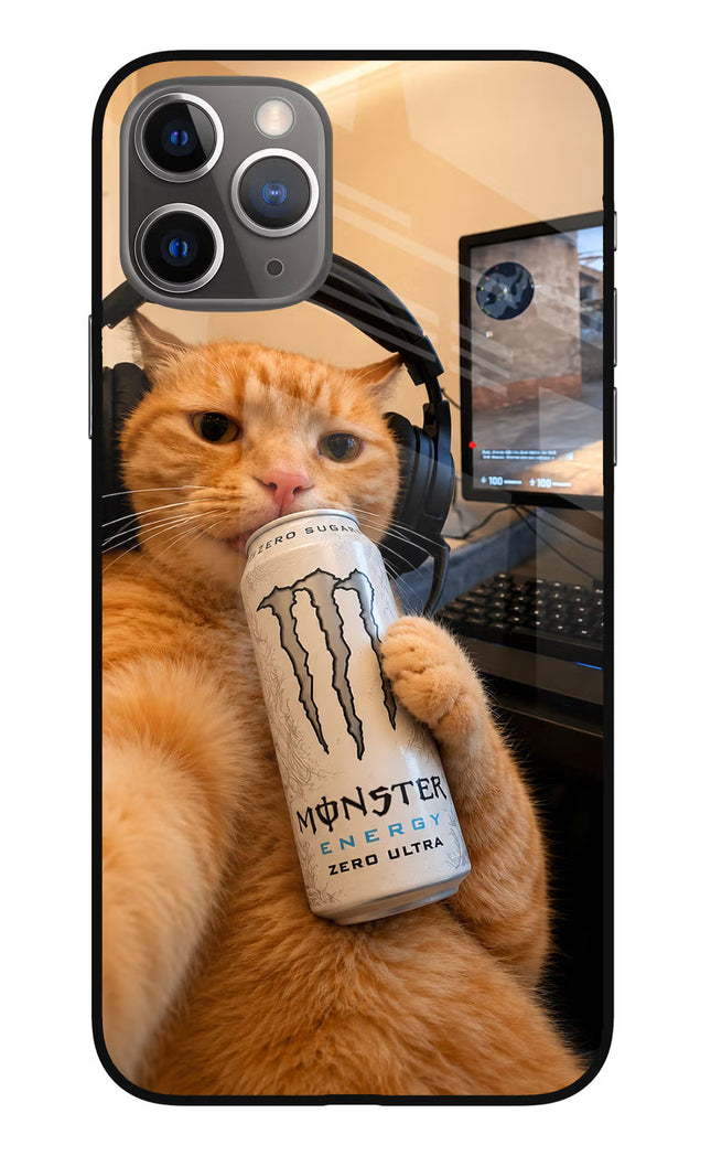 Gamer Cat Energy iPhone 11 Pro Max Glass Case