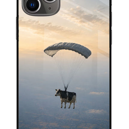Skydiving Cow iPhone 11 Pro Max Glass Case
