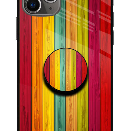 Multicolor Wooden iPhone 11 Pro Max Glass Case