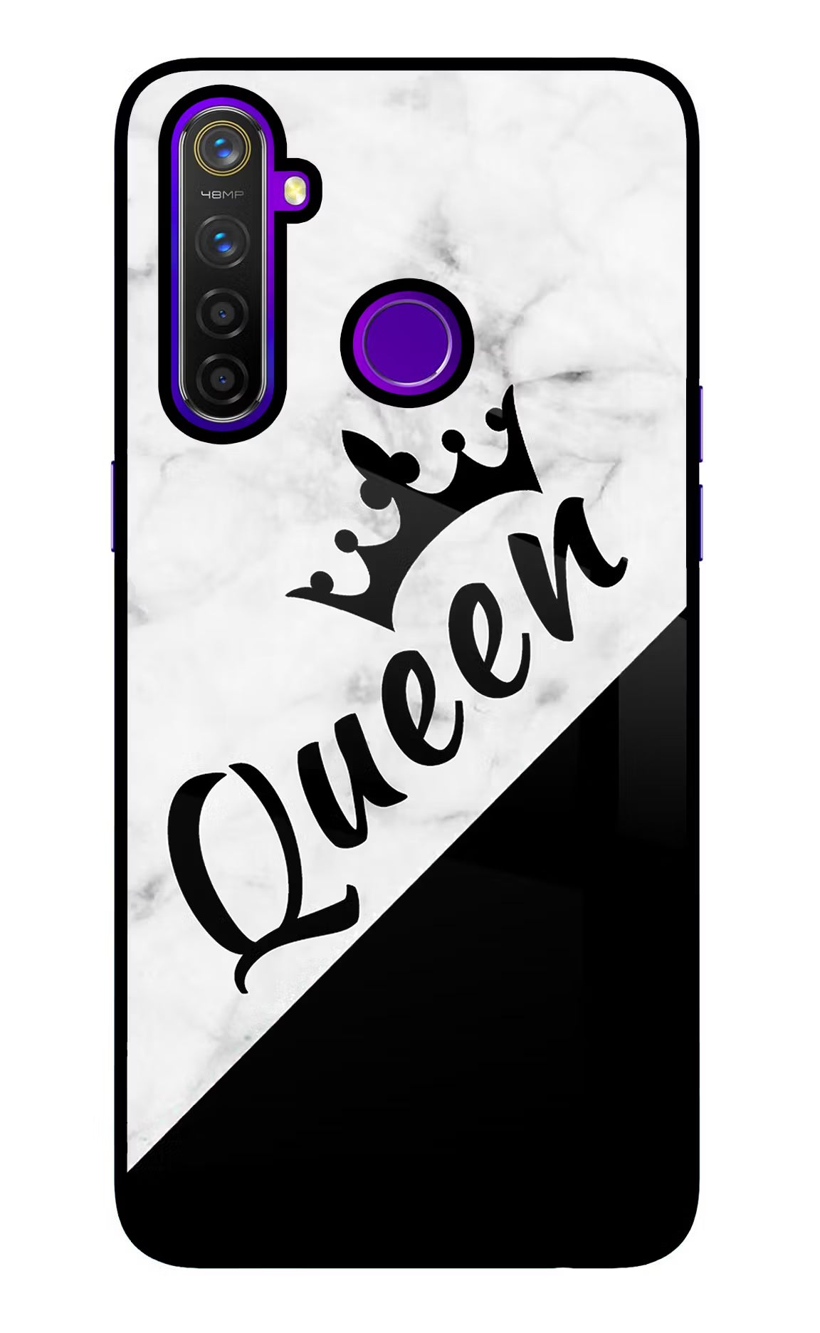 Queen Realme 5 Pro Glass Case Back Cover by Casekaro