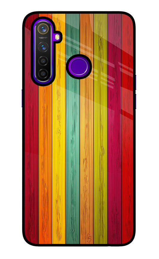 Multicolor Wooden Realme 5 Pro Glass Case