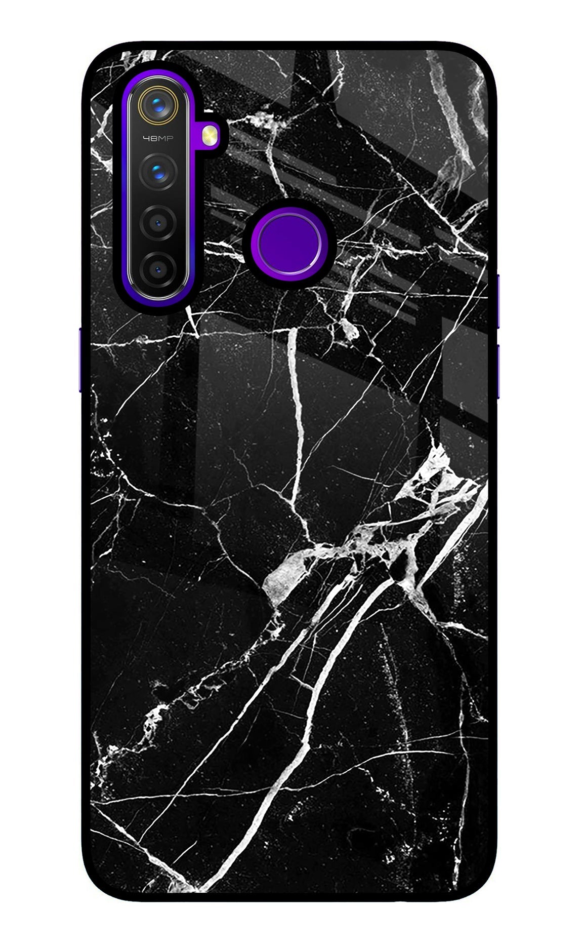 Black Marble Pattern Realme 5 Pro Glass Case