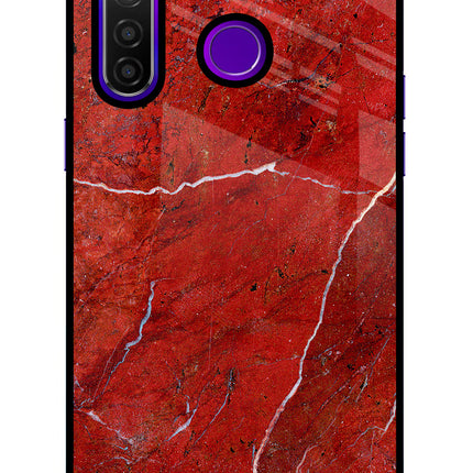 Red Marble Design Realme 5 Pro Glass Case