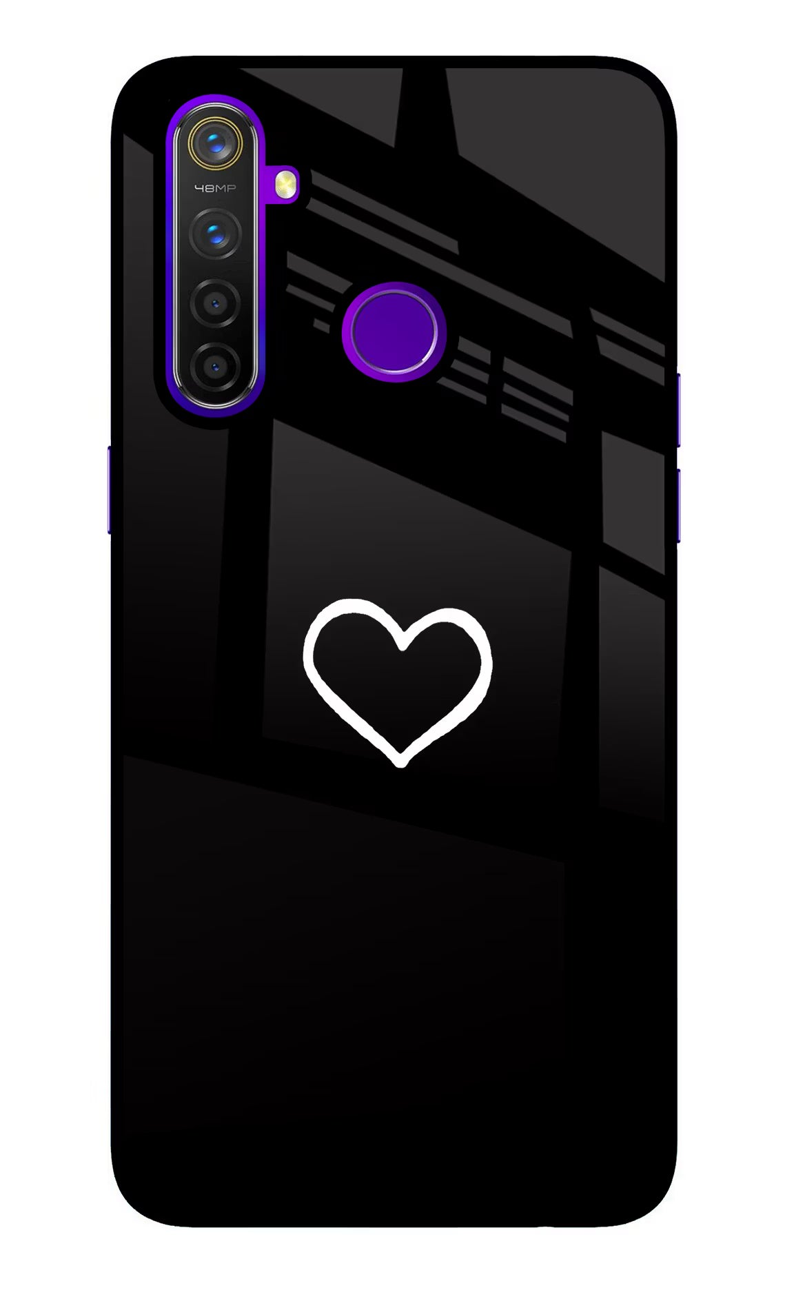 Heart Realme 5 Pro Glass Case Back Cover by Casekaro