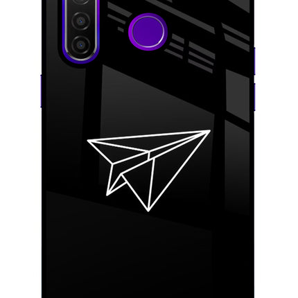 Paper Plane White Realme 5 Pro Glass Case