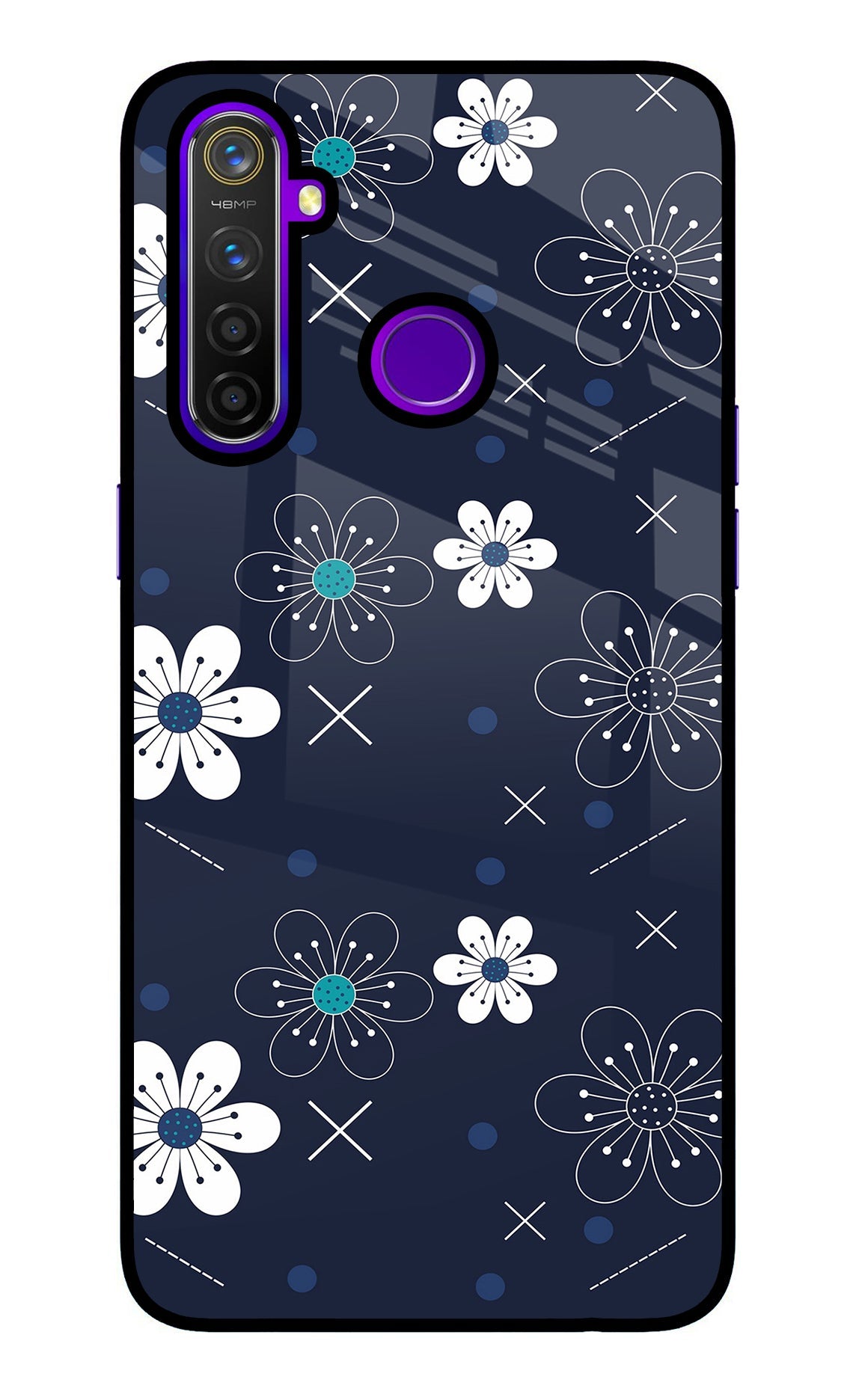 Flowers Realme 5 Pro Glass Case