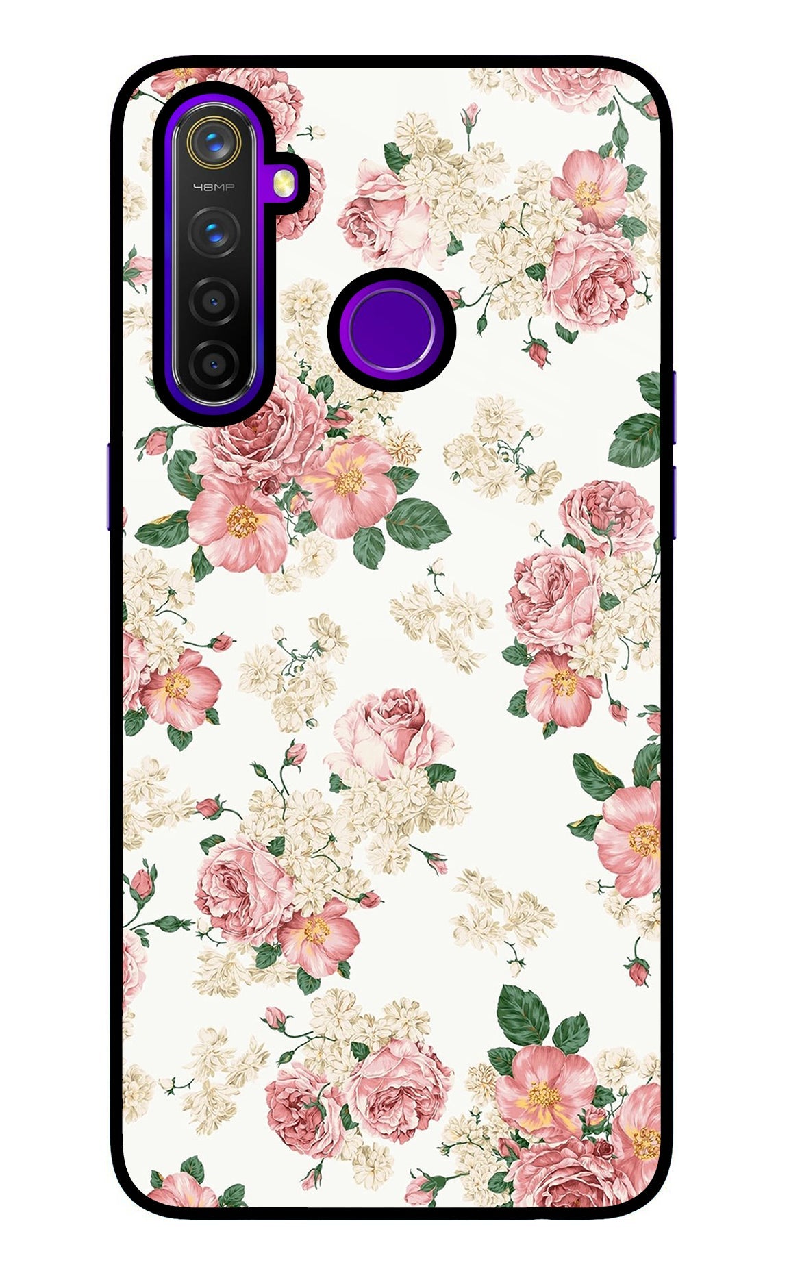 Flowers Realme 5 Pro Glass Case