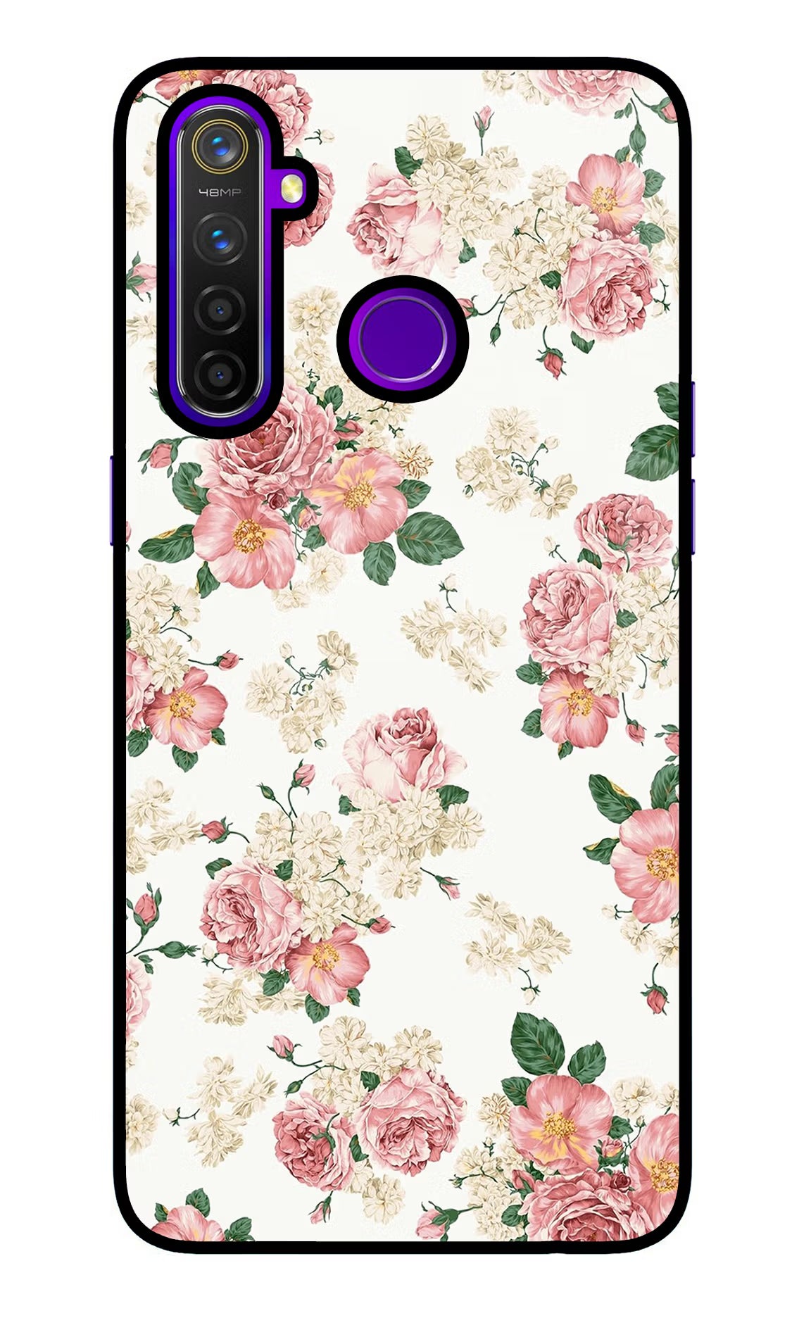Flowers Realme 5 Pro Glass Case Back Cover by Casekaro