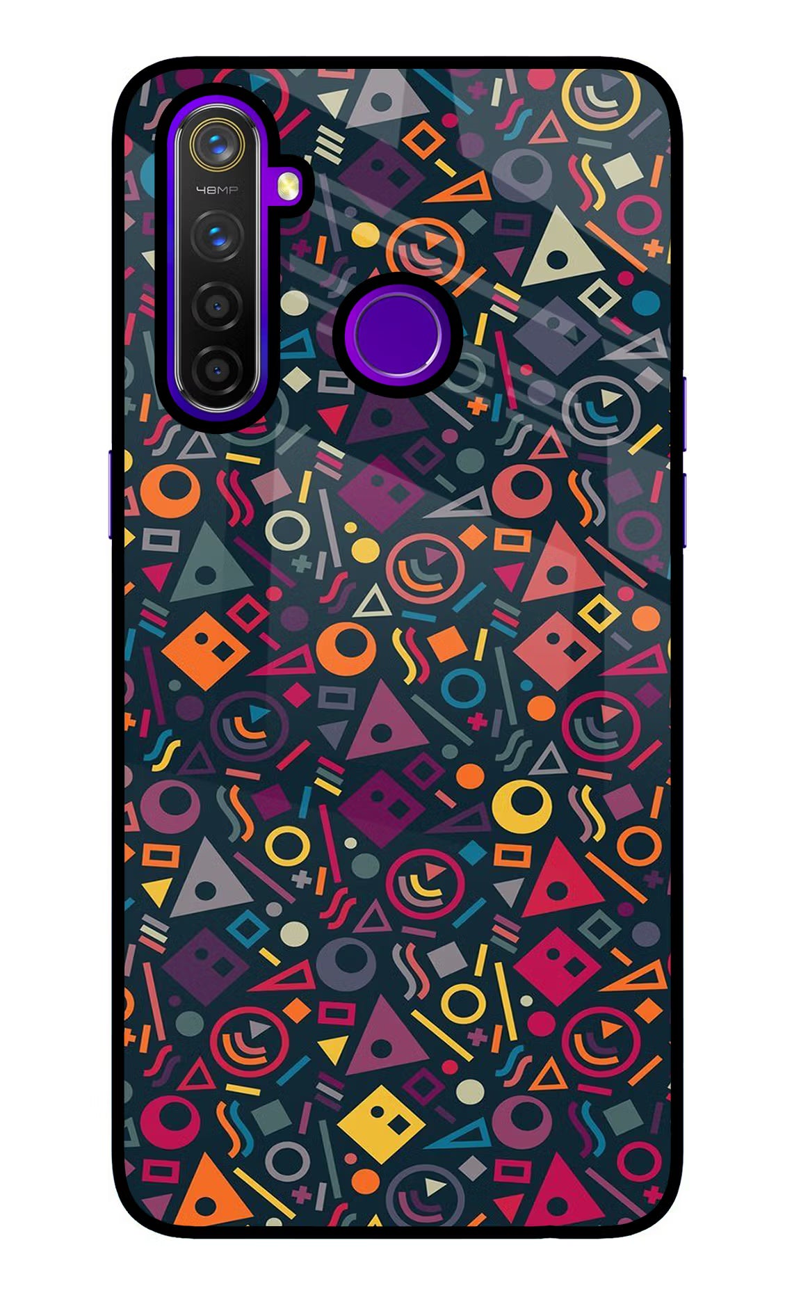 Geometric Abstract Realme 5 Pro Glass Case Back Cover by Casekaro