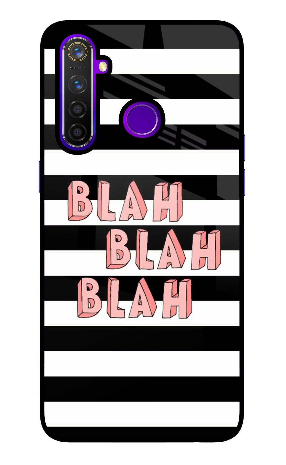 Blah Blah Blah Realme 5 Pro Glass Case Back Cover by Casekaro
