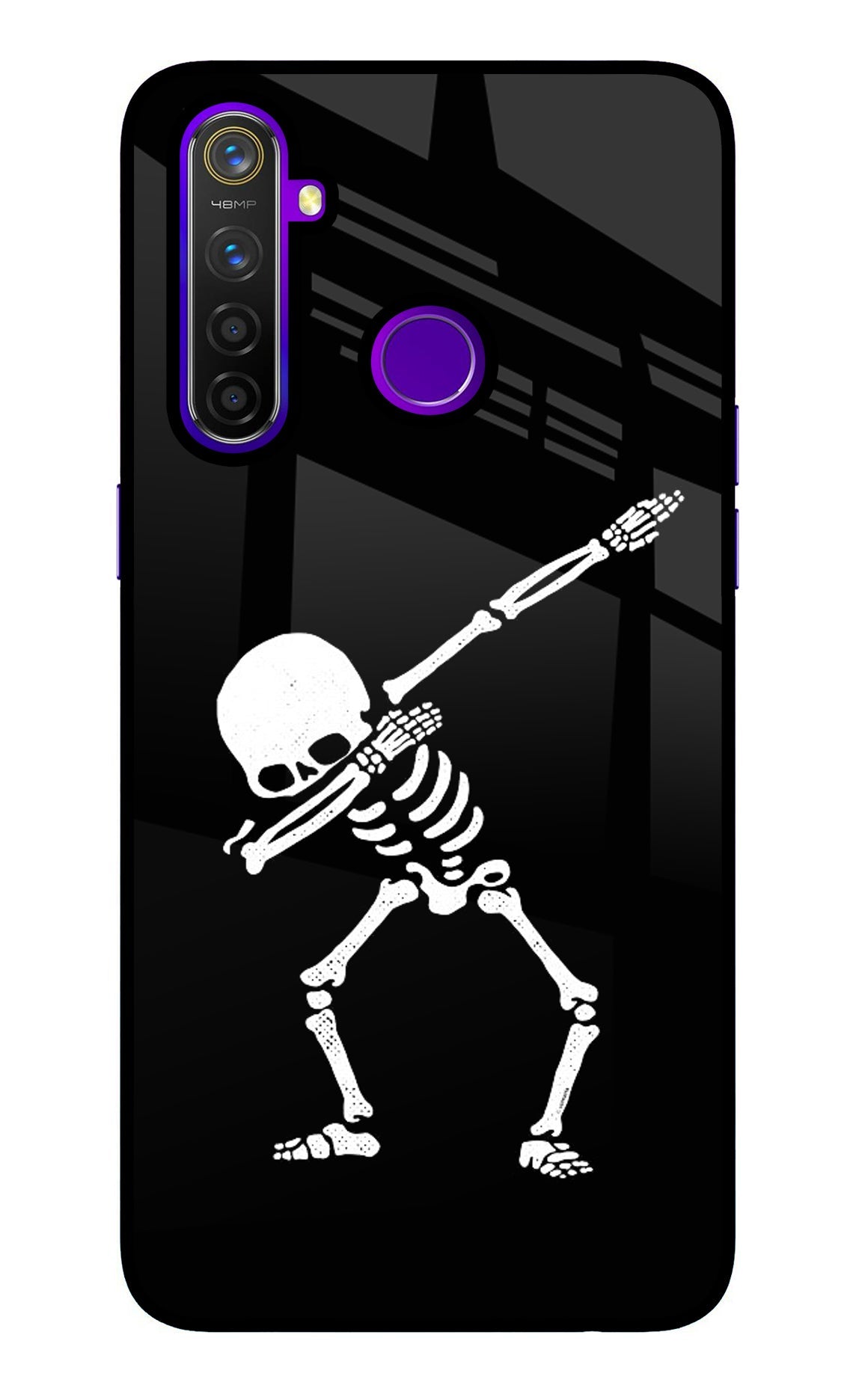 Dabbing Skeleton Art Realme 5 Pro Glass Case