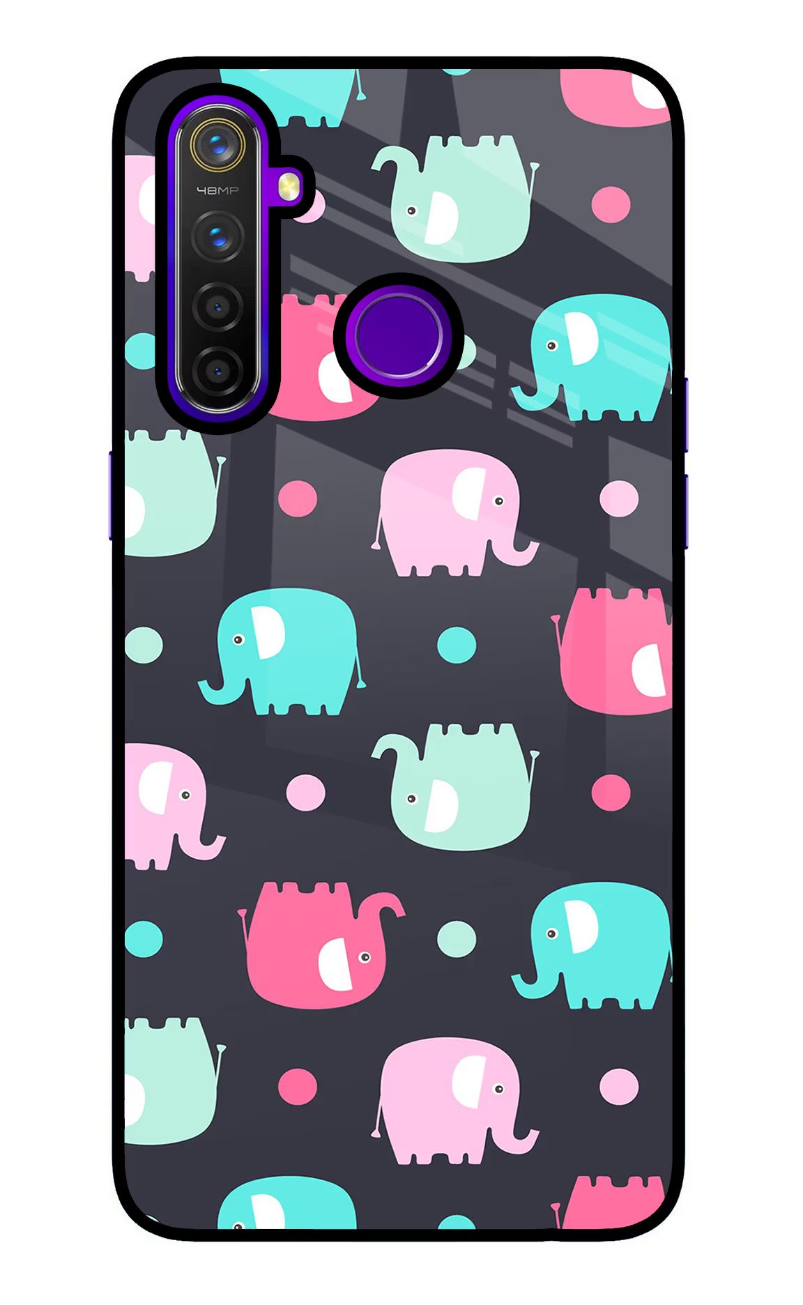 Elephants Realme 5 Pro Glass Case Back Cover by Casekaro