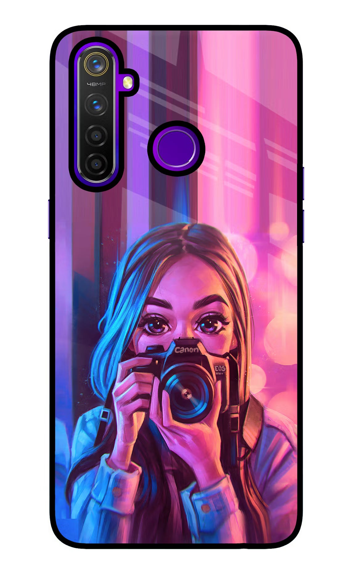 Girl Photographer Realme 5 Pro Glass Case Back Cover by Casekaro