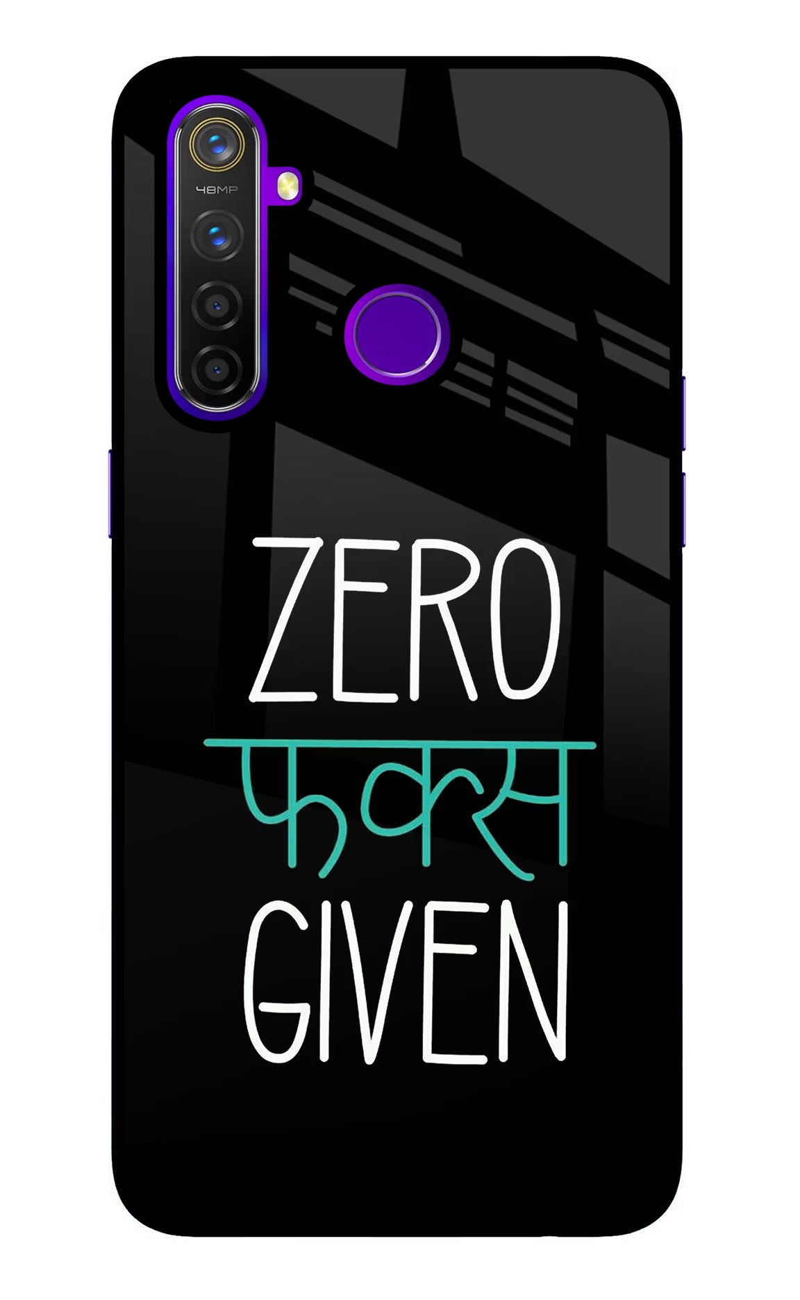 Zero Fucks Given Realme 5 Pro Glass Case Back Cover by Casekaro