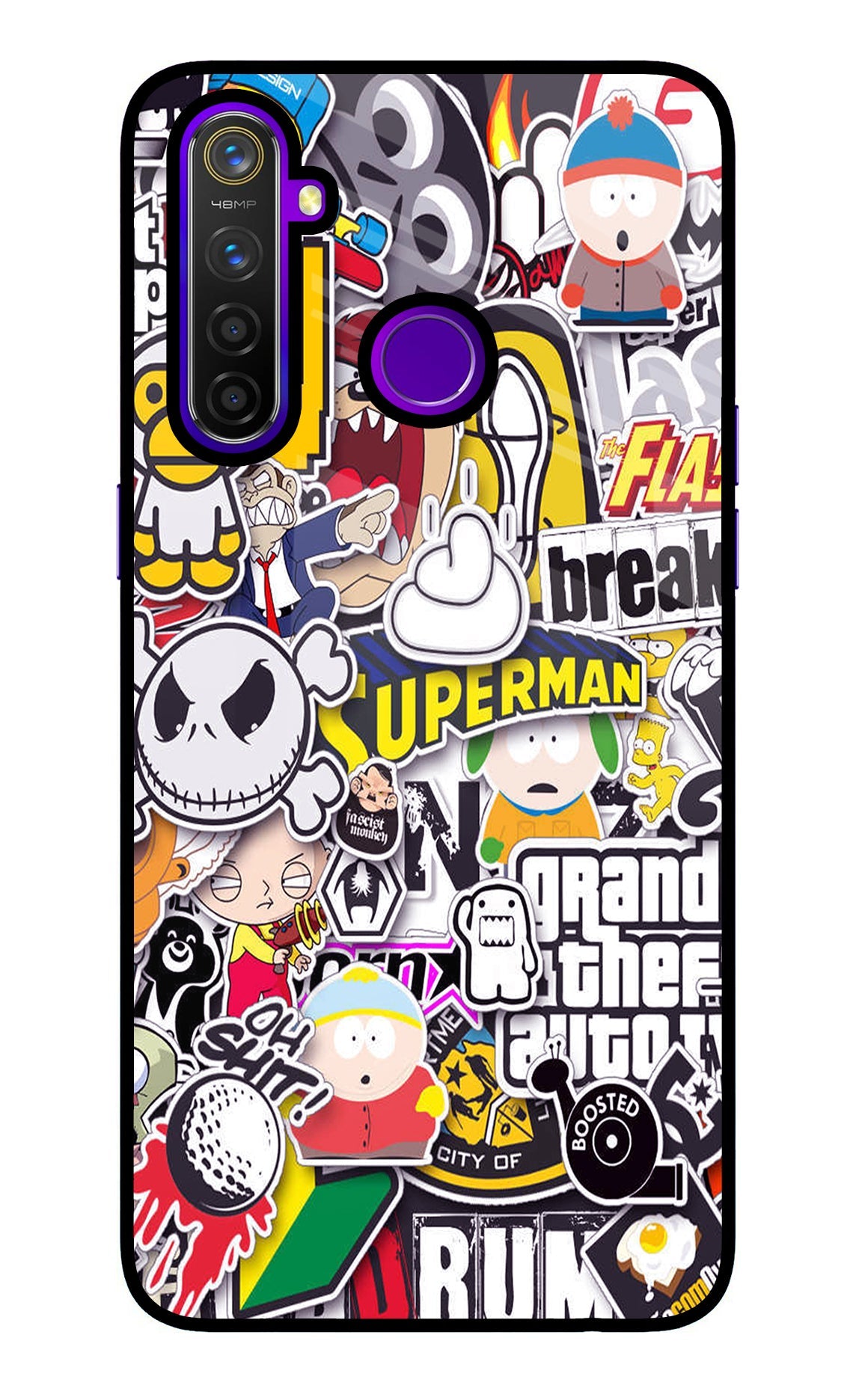 Sticker Bomb Realme 5 Pro Glass Case