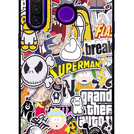 Sticker Bomb Realme 5 Pro Glass Case
