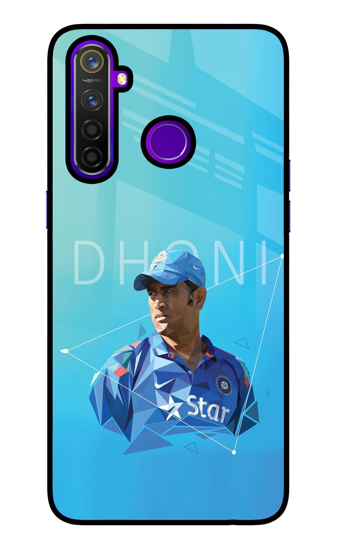 Dhoni Artwork Realme 5 Pro Glass Case