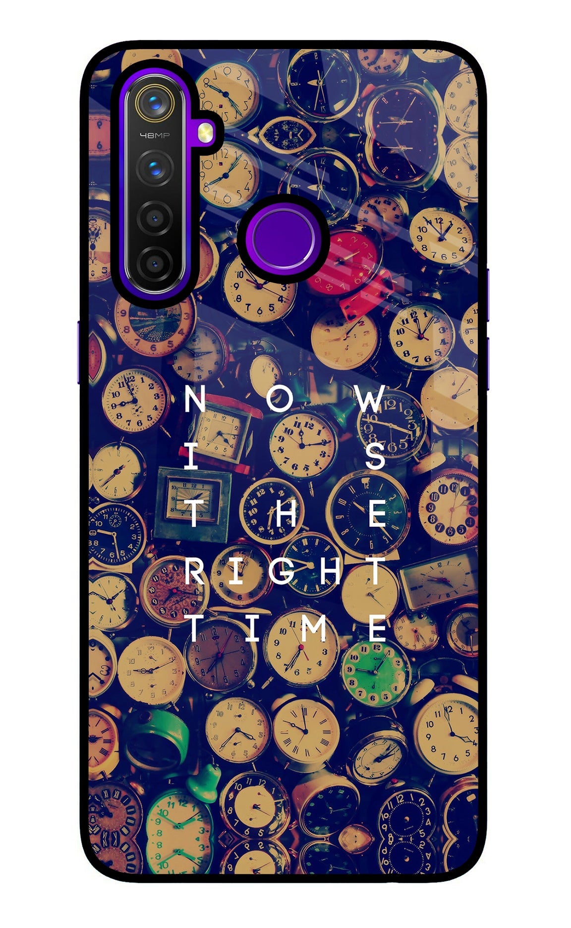 Now is the Right Time Quote Realme 5 Pro Glass Case