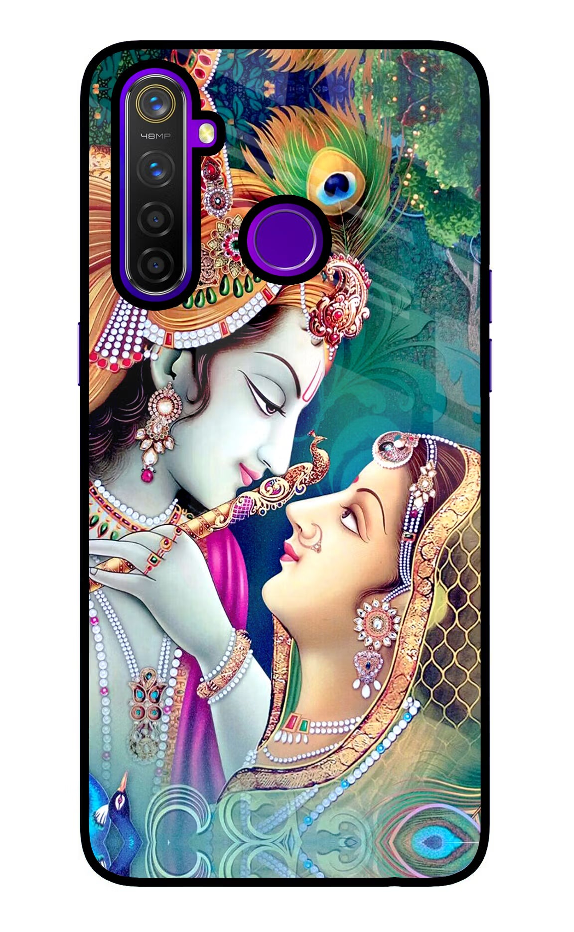 Lord Radha Krishna Realme 5 Pro Glass Case Back Cover by Casekaro