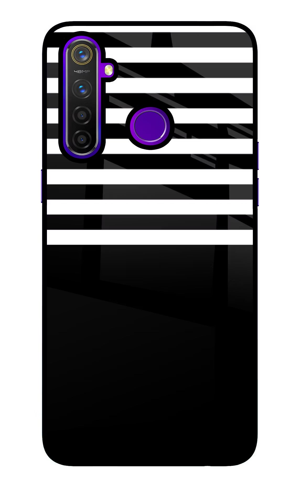 Black and White Print Realme 5 Pro Glass Case Back Cover by Casekaro