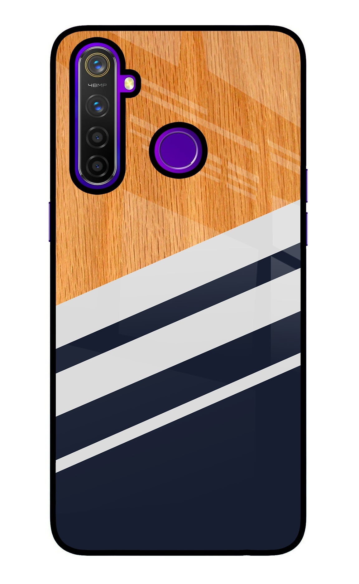 Blue and white wooden Realme 5 Pro Back Cover