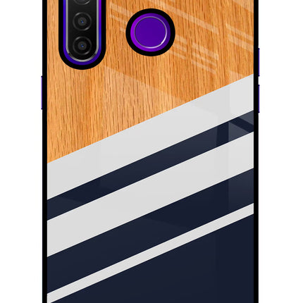 Blue and white wooden Realme 5 Pro Glass Case Back Cover by Casekaro
