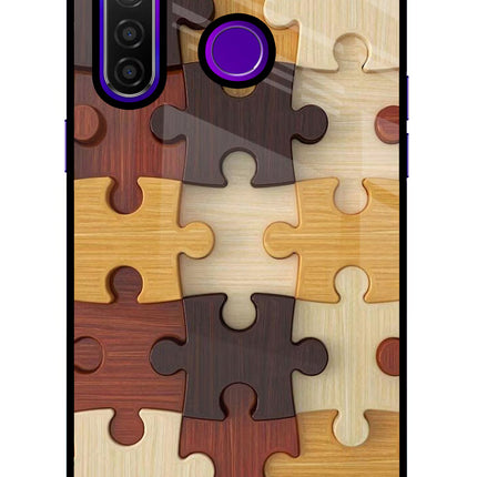 Wooden Puzzle Realme 5 Pro Glass Case
