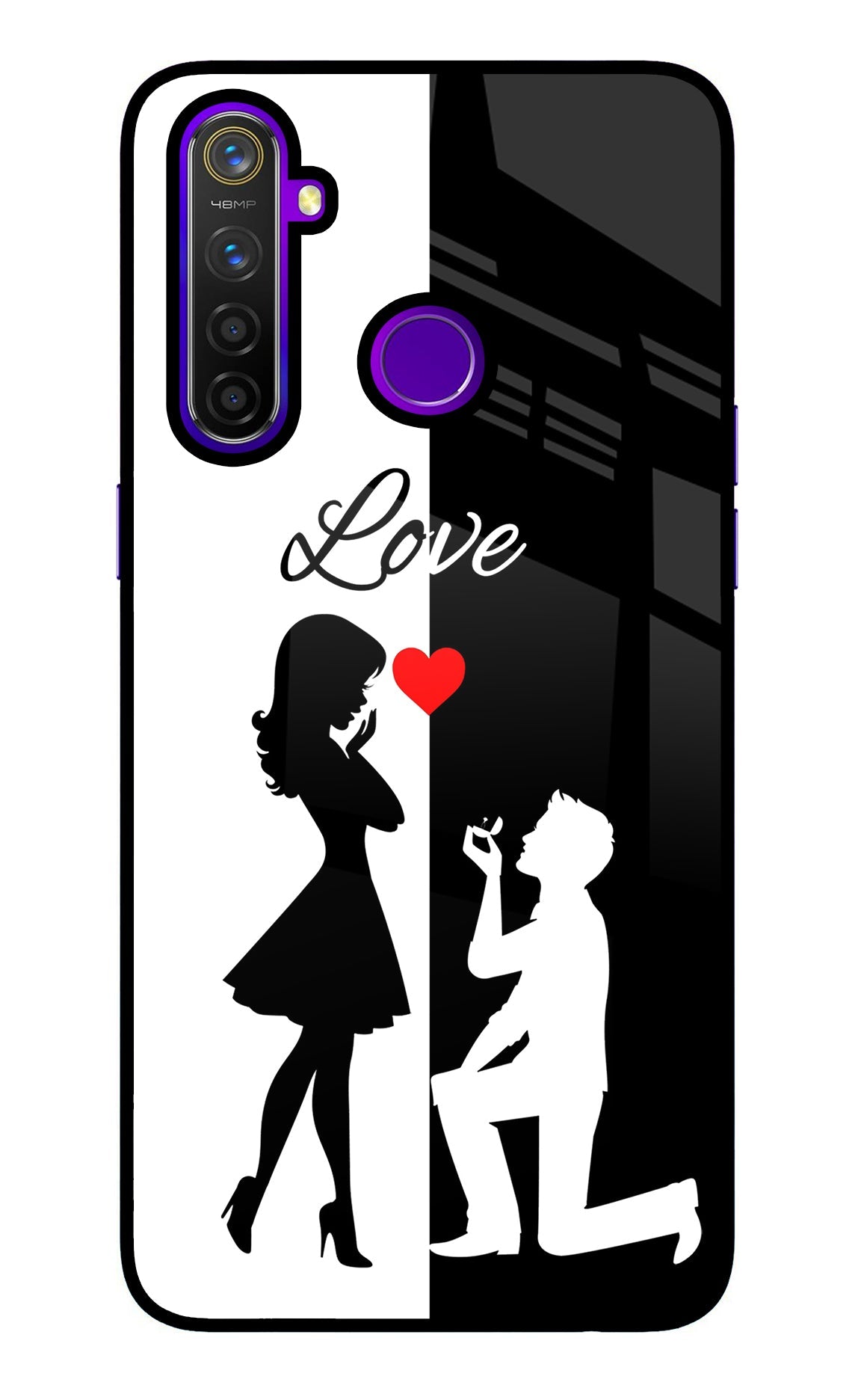 Love Propose Black And White Realme 5 Pro Glass Case