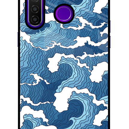 Blue Waves Realme 5 Pro Glass Case Back Cover by Casekaro