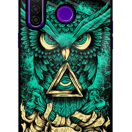 Green Owl Realme 5 Pro Glass Case Back Cover by Casekaro