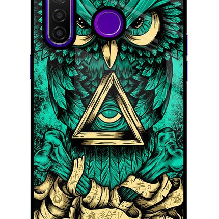Green Owl Realme 5 Pro Glass Case Back Cover by Casekaro