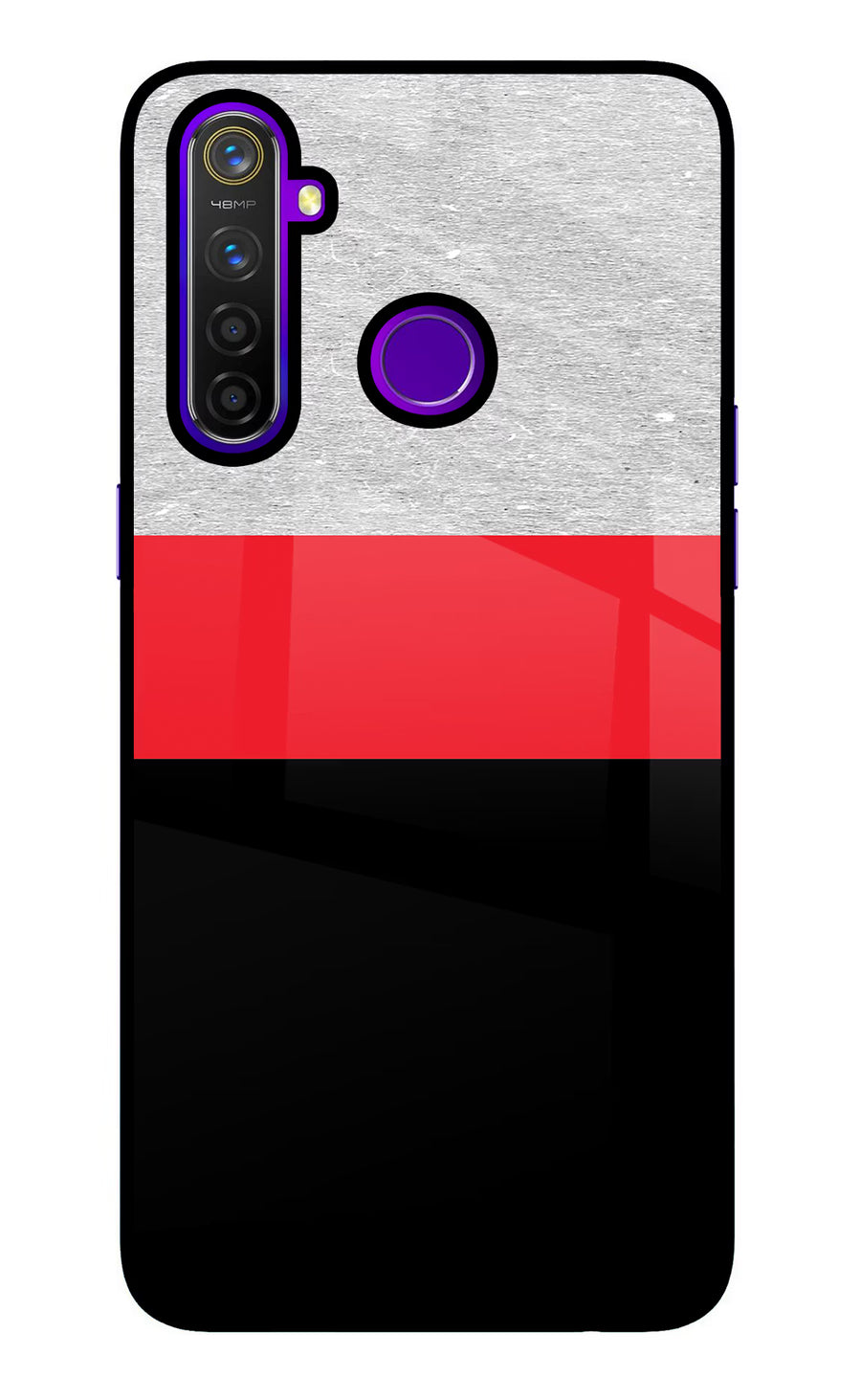 Tri Color Pattern Realme 5 Pro Back Cover, Glass case