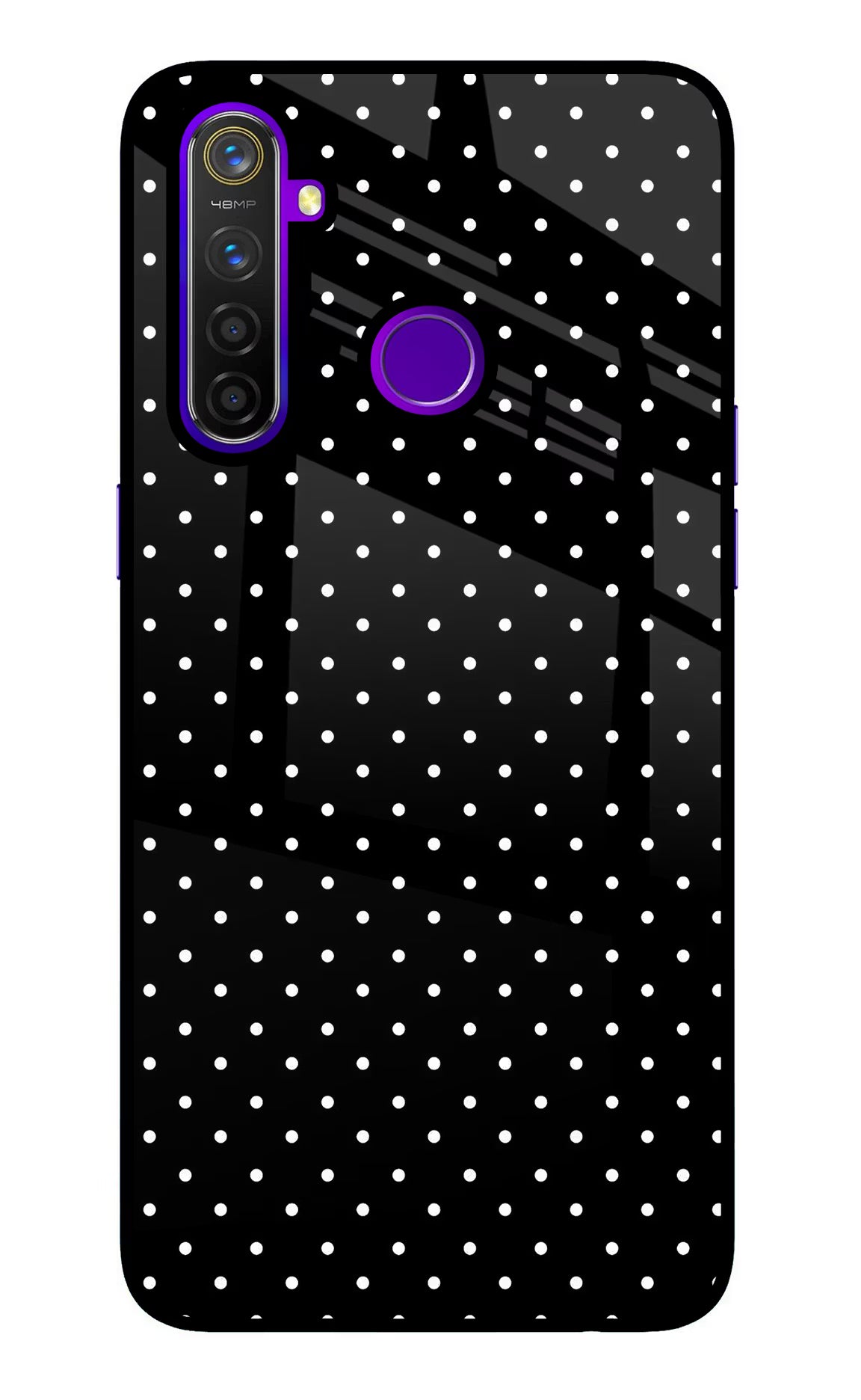 White Dots Realme 5 Pro Glass Case Back Cover by Casekaro