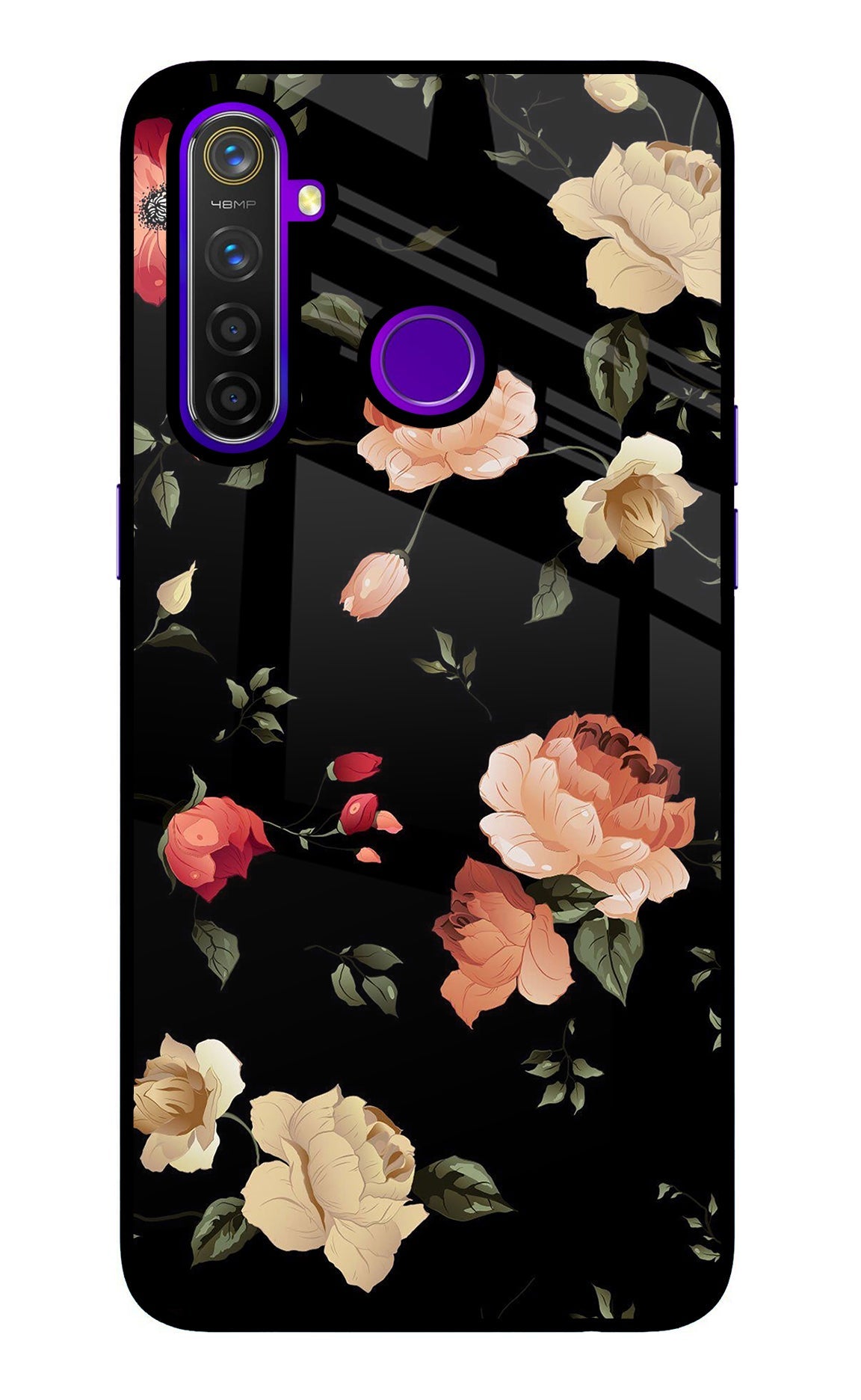 Flowers Realme 5 Pro Glass Case