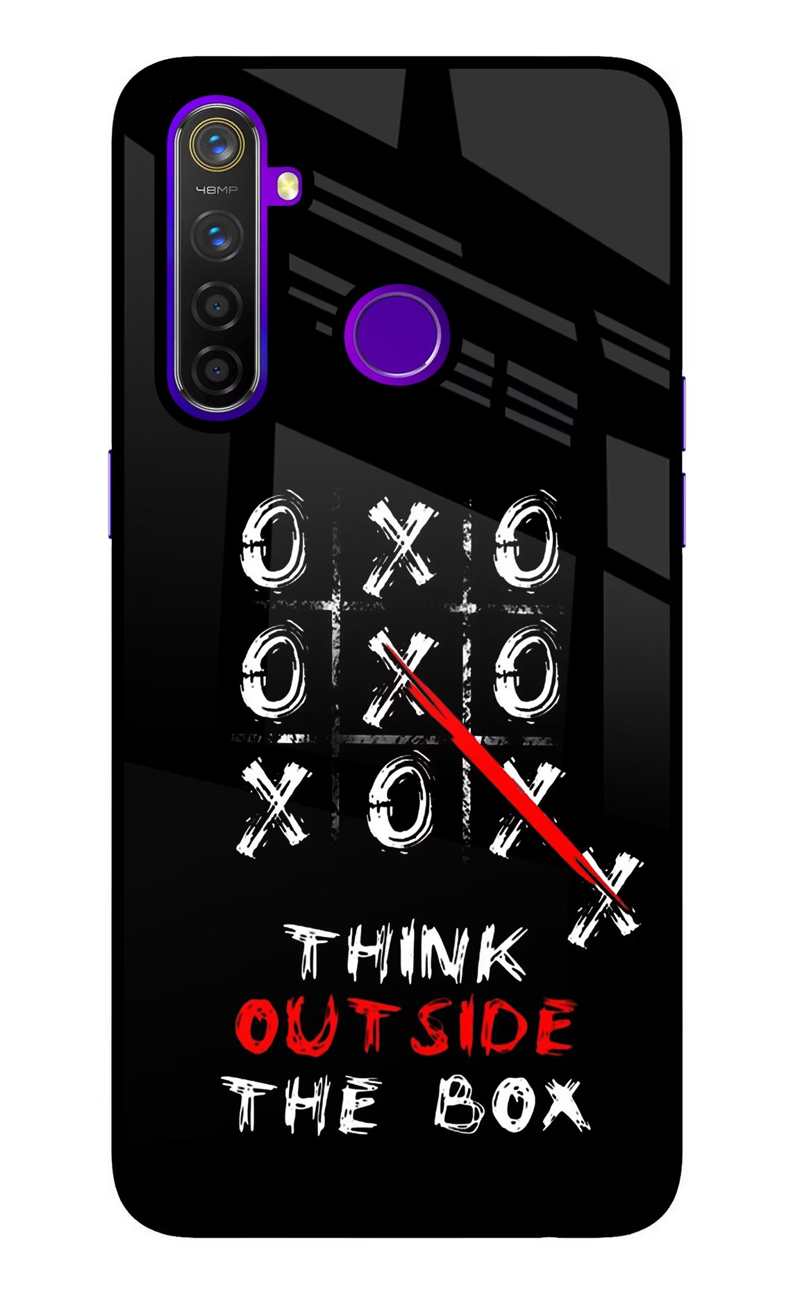 Think out of the BOX Realme 5 Pro Glass Case Back Cover by Casekaro