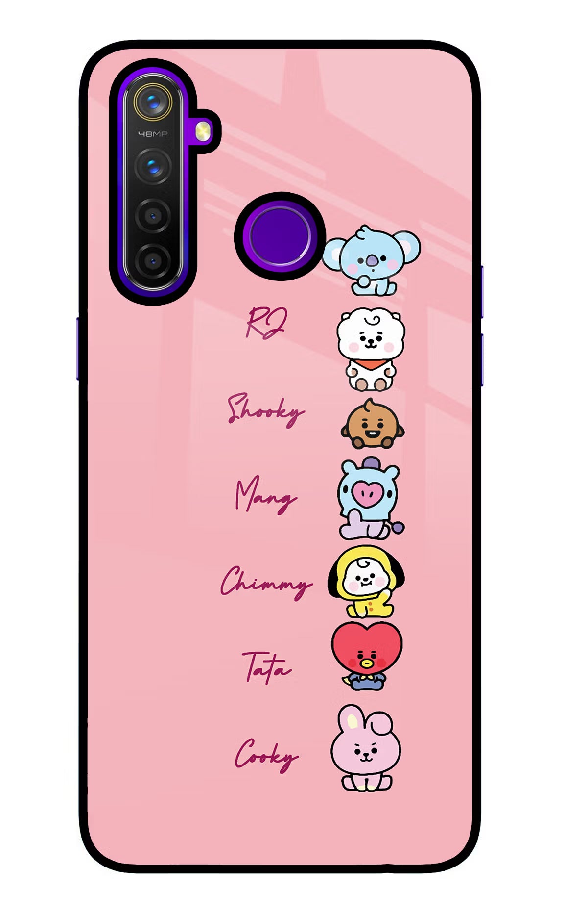 BTS names Realme 5 Pro Glass Case Back Cover by Casekaro