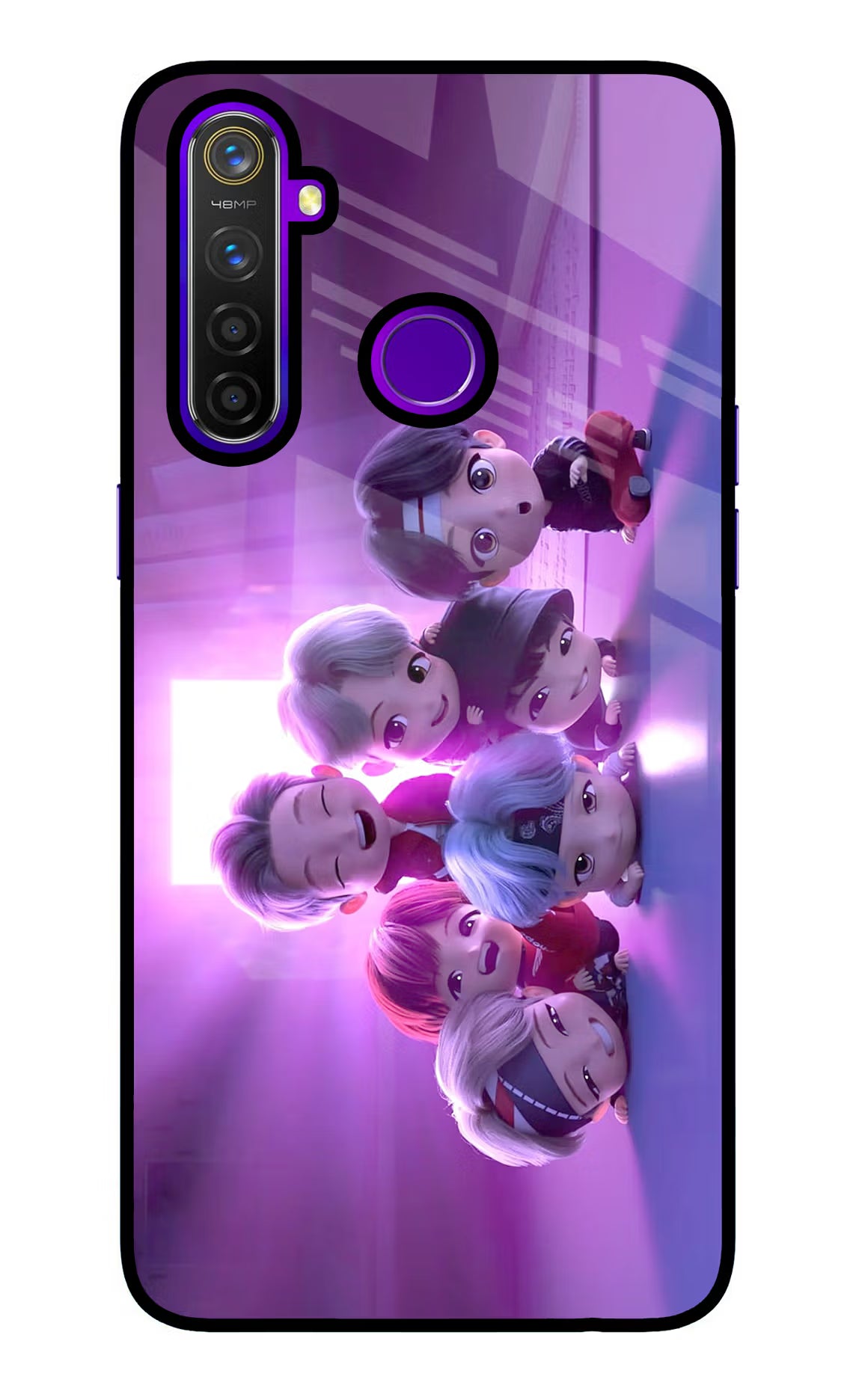 BTS Chibi Realme 5 Pro Glass Case Back Cover by Casekaro