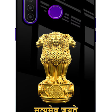 Satyamev Jayate Golden Realme 5 Pro Glass Case Back Cover by Casekaro