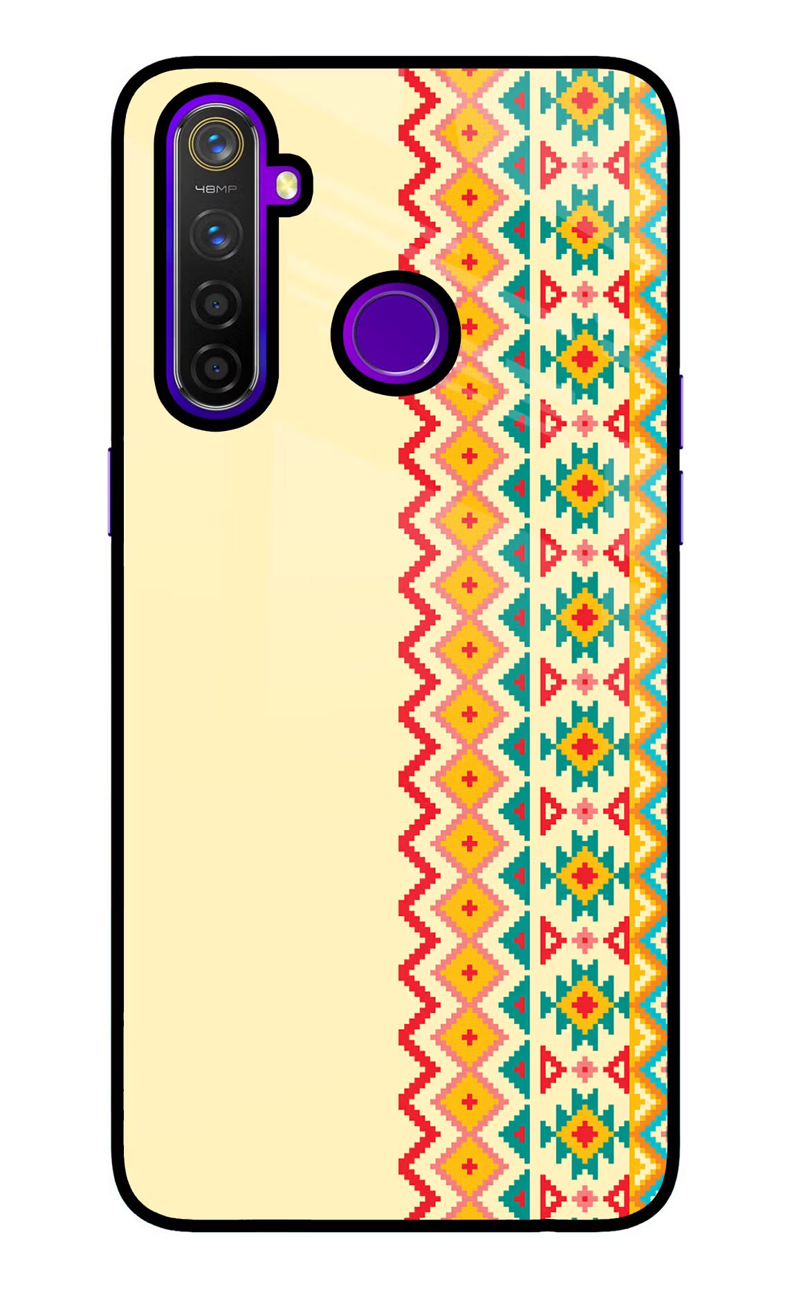 Ethnic Seamless Realme 5 Pro Glass Case Back Cover by Casekaro