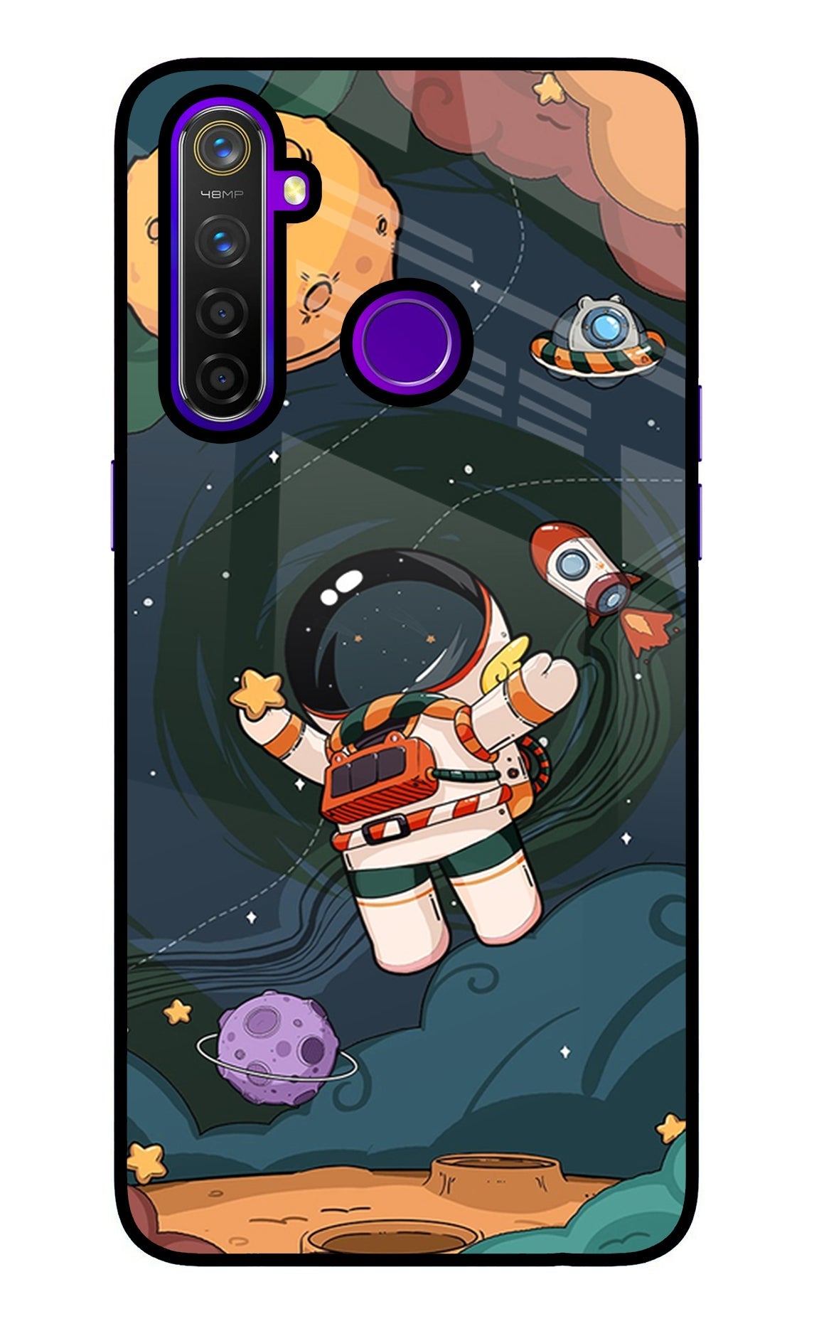 Cartoon Astronaut Realme 5 Pro Glass Case