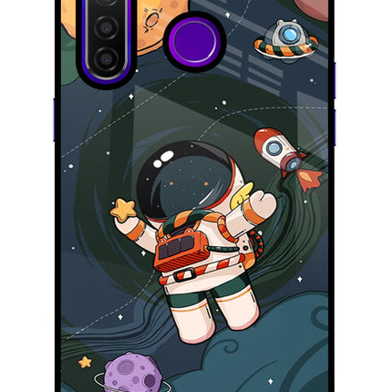 Cartoon Astronaut Realme 5 Pro Glass Case