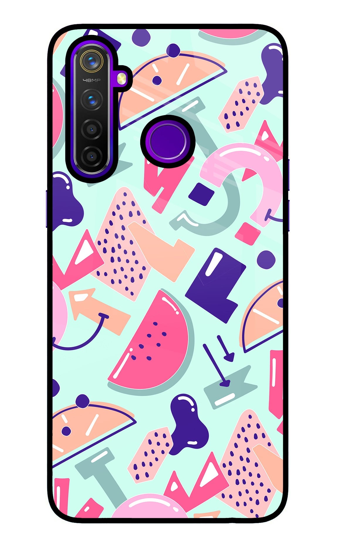 Doodle Pattern Realme 5 Pro Glass Case