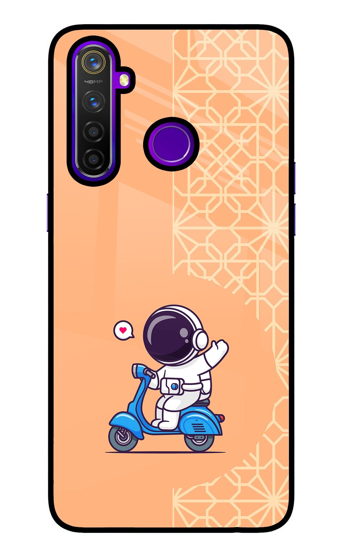 Cute Astronaut Riding Realme 5 Pro Glass Case