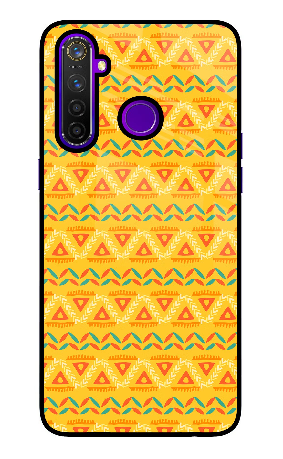 Tribal Pattern Realme 5 Pro Glass Case Back Cover by Casekaro