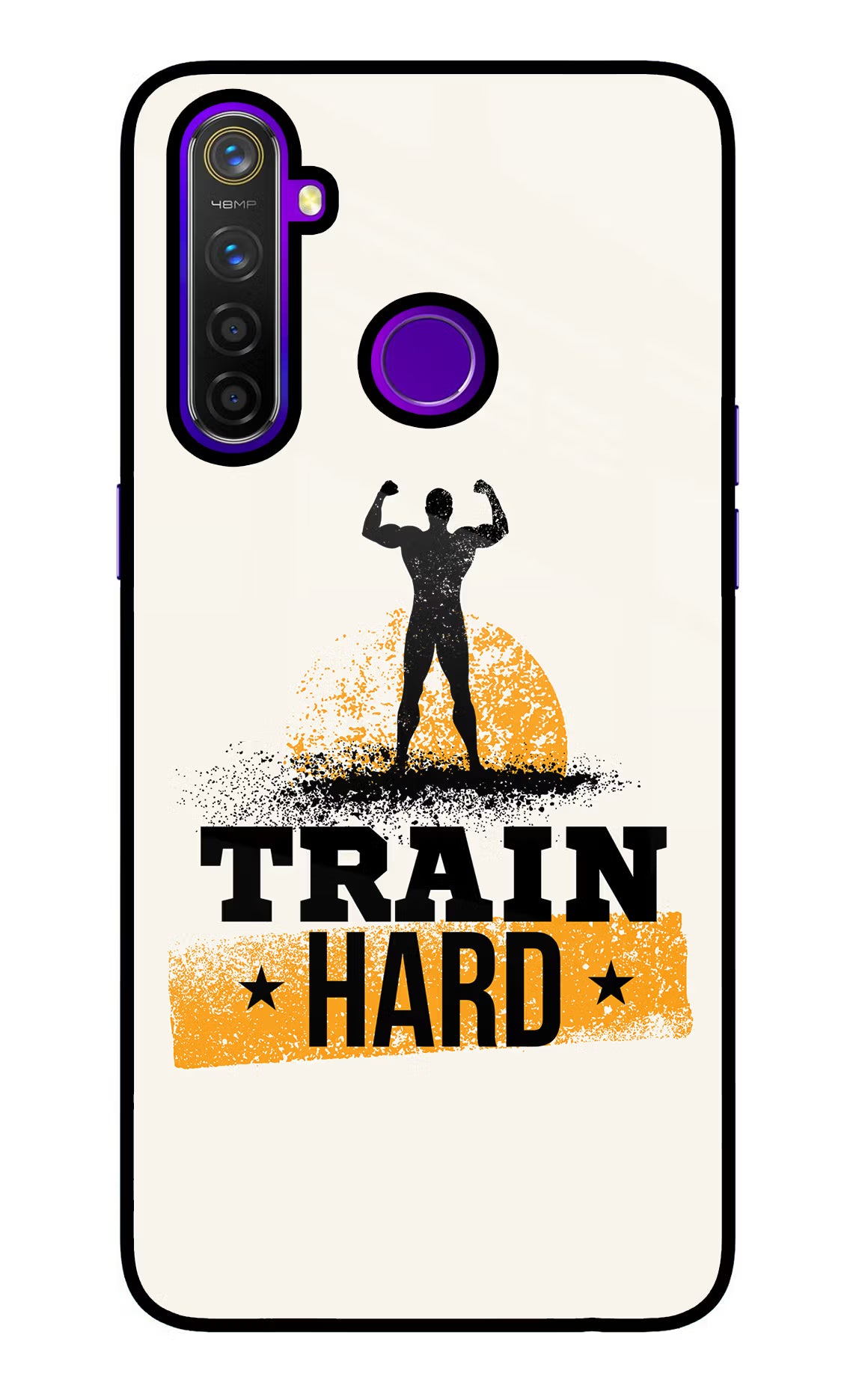 Train Hard Realme 5 Pro Glass Case Back Cover by Casekaro