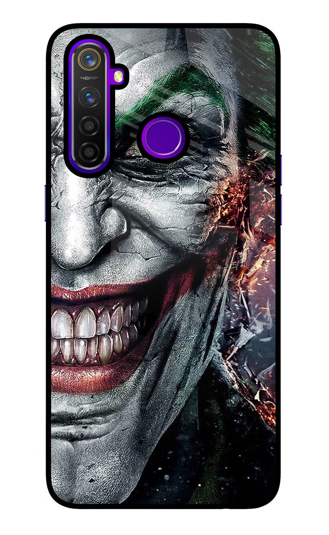 Joker Cam Realme 5 Pro Glass Case Back Cover by Casekaro