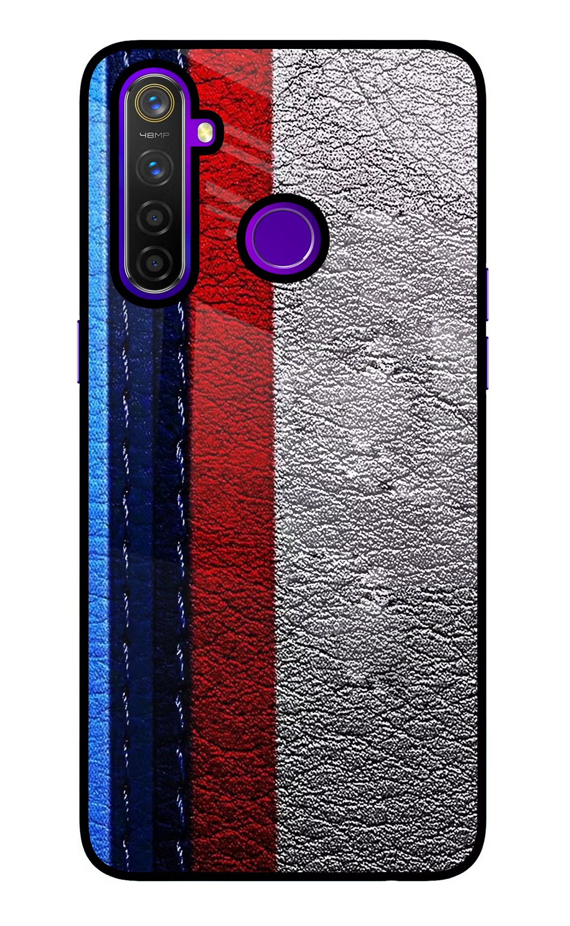BMW Stripes Realme 5 Pro Glass Case Back Cover by Casekaro
