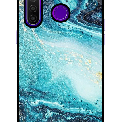Blue Glitter Marble Realme 5 Pro Glass Case